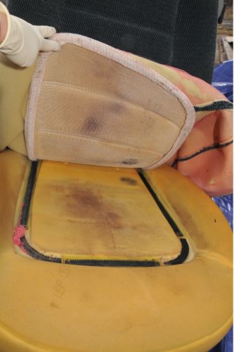 car seat with blood stains