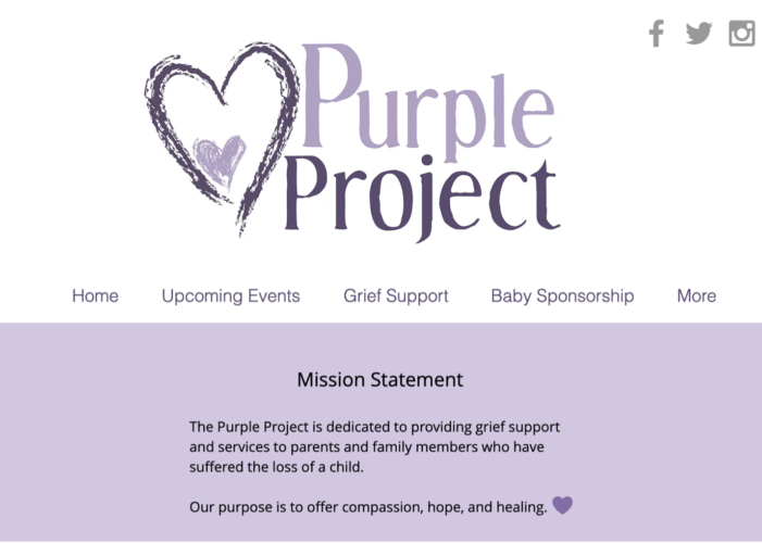 Purple Project website screenshot with Mission Statement