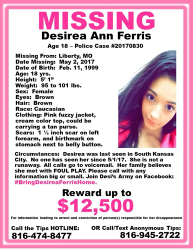Missing poster – Desirea Ferris