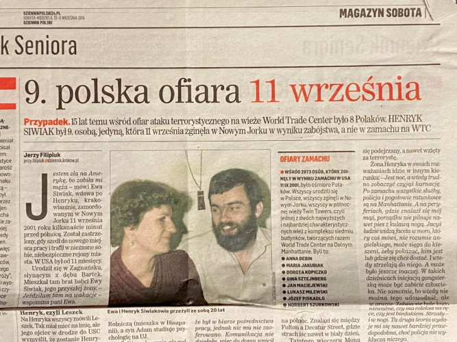 newspaper clipping of Ewa Siwiak and her husband Henryk