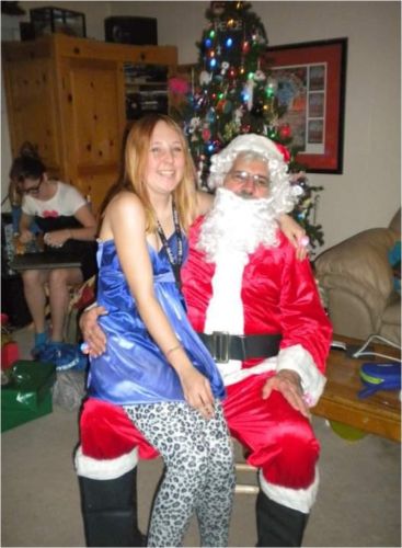 Heather and her dad Steven Gerecke dressed up as Santa