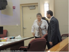 Loretta Burroughs walking into court