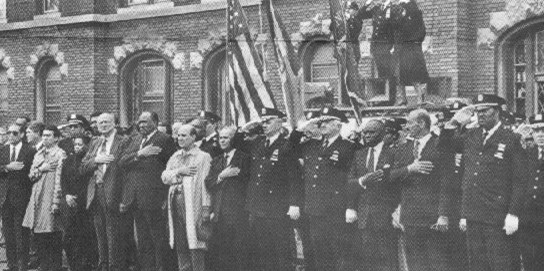N.Y.C. dignitaries attending Tony McLean's funeral in Brooklyn (including then Mayor Koch and Police Commissioner Ward--fourth and fifth from the left.)