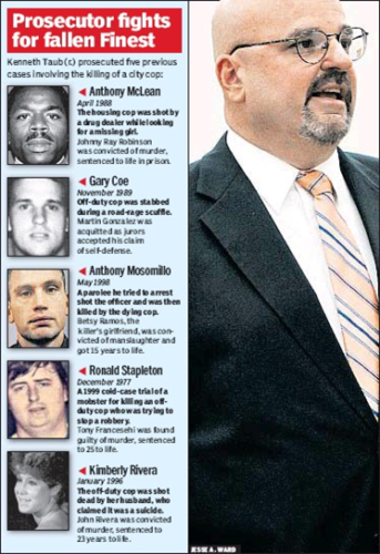 Prosecutor Kenneth Taub and the police victims of homicide whose cases he has handled