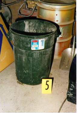 trash can with evidence marker